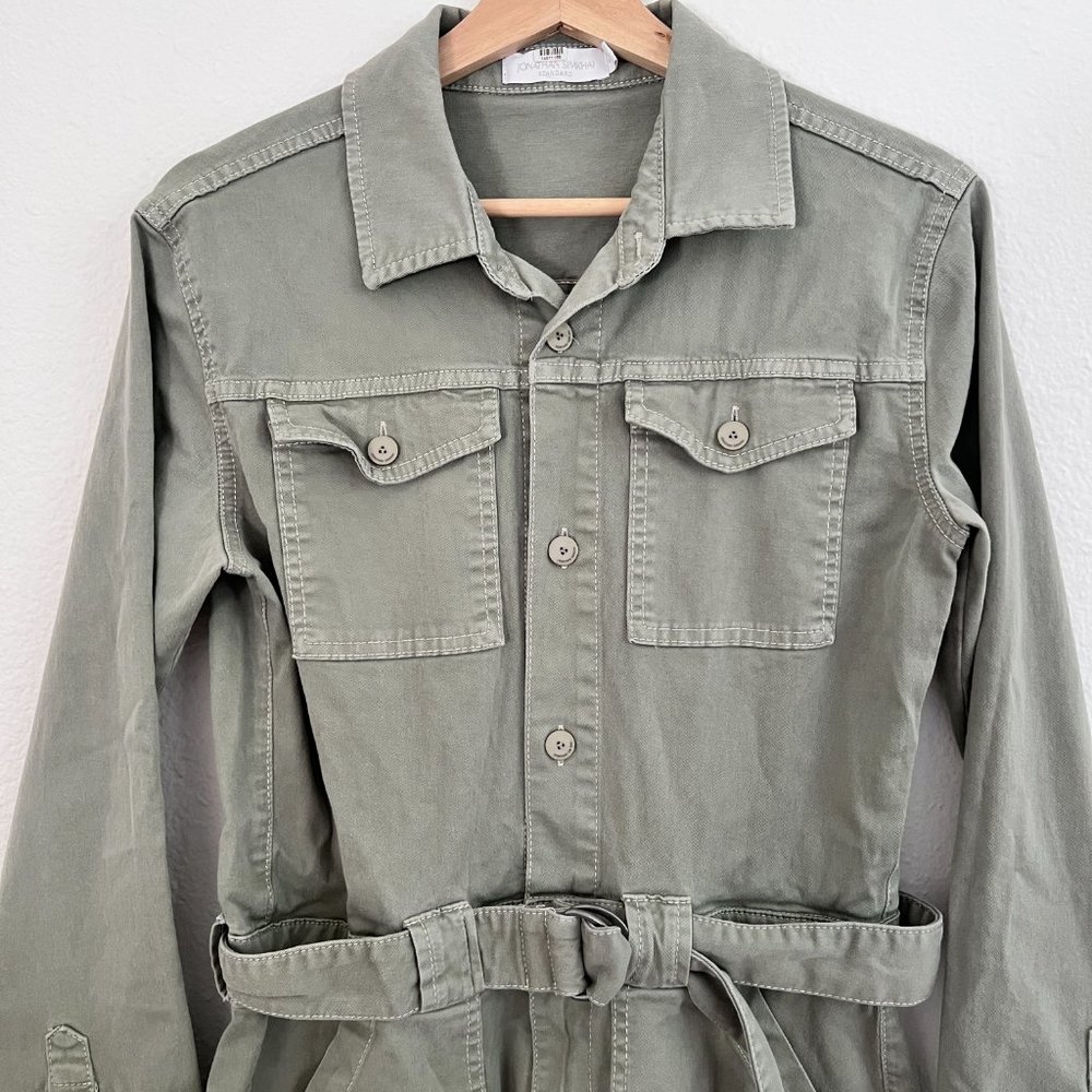 Jonathan Simkhai Green Darcy Cotton Twill Cargo Utilitarian Playsuit Romper S - Picture 3 of 8